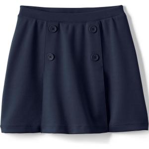 Lands’ End School Uniform Girls Ponte Button Front Skort(Classic Navy)
