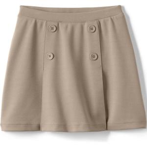 Lands’ End School Uniform Girls Ponte Button Front Skort(Khaki)