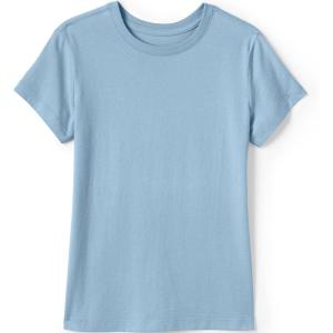 Lands’ End School Uniform Girls Short Sleeve Essential T-Shirt(Chambray Blue)