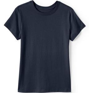 Lands’ End School Uniform Girls Short Sleeve Essential T-Shirt(Classic Navy)
