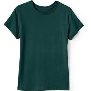 Lands’ End School Uniform Girls Short Sleeve Essential T-Shirt(Evergreen)