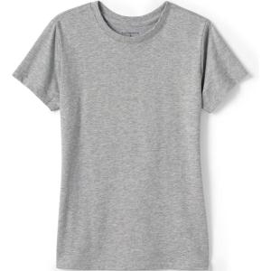 Lands’ End School Uniform Girls Short Sleeve Essential T-Shirt(Gray Heather)