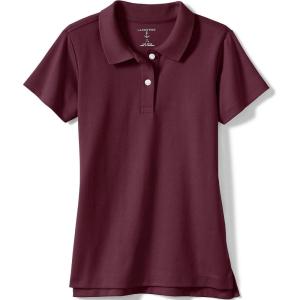 Lands’ End School Uniform Girls Short Sleeve Feminine Fit Interlock Polo Shirt(Burgundy)