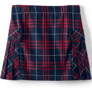 Lands’ End School Uniform Girls Side Pleat Plaid Skort Above Knee(Classic Navy Large Plaid)