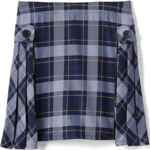 Lands’ End School Uniform Girls Side Pleat Plaid Skort Above Knee(Classic Navy Plaid)