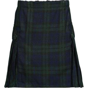 Lands’ End School Uniform Girls Side Pleat Plaid Skort Above Knee(Classic Navy/Evergreen Plaid)