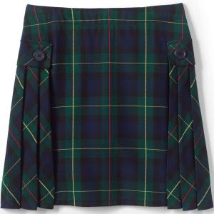 Lands’ End School Uniform Girls Slim Side Pleat Plaid Skort Above Knee(Hunter/Classic Navy Plaid)