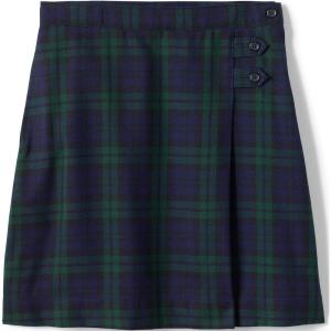 Lands’ End School Uniform Girls Solid A-line Skirt Below The Knee(Classic Navy/evergreen Plaid)