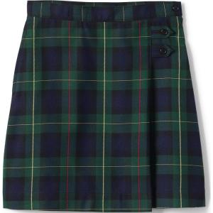 Lands’ End School Uniform Girls Solid A-line Skirt Below The Knee(Plaid Hunter/Classic Navy)