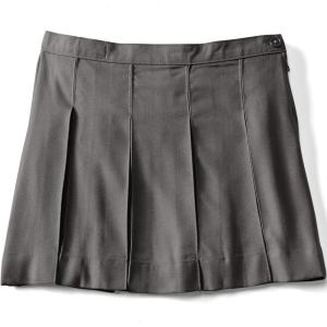 Lands’ End School Uniform Girls Solid Box Pleat Skirt Above Knee(Gray)