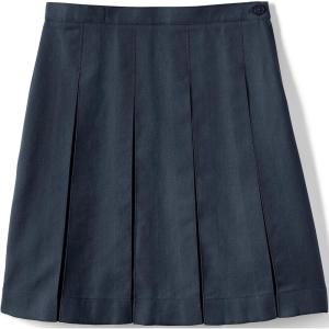 Lands’ End School Uniform Girls Solid Box Pleat Skirt Below The Knee(Classic Navy)