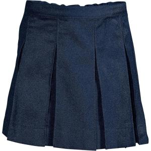Lands’ End School Uniform Girls Solid Box Pleat Skirt Top of Knee(Academic Classic Navy)