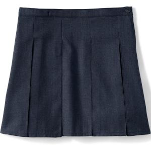 Lands’ End School Uniform Girls Solid Box Pleat Skirt Top of Knee(Classic Navy)