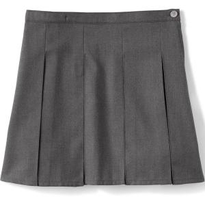Lands’ End School Uniform Girls Solid Box Pleat Skirt Top of Knee(Gray)