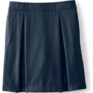Lands’ End School Uniform Girls Solid Pleated Skort Top of Knee(Classic Navy)