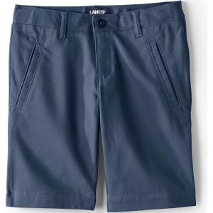 Lands’ End School Uniform Girls Stretch Chino Bermuda Shorts(Classic Navy)