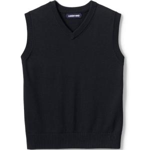 Lands’ End School Uniform Kids Cotton Modal Fine Gauge Sweater Vest(Black)