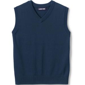 Lands’ End School Uniform Kids Cotton Modal Fine Gauge Sweater Vest(Classic Navy)