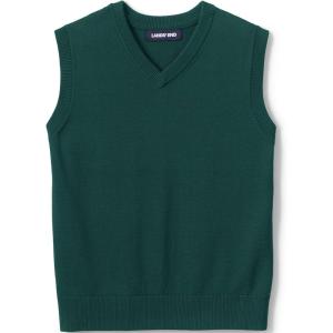 Lands’ End School Uniform Kids Cotton Modal Fine Gauge Sweater Vest(Evergreen)