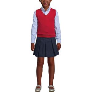 Lands’ End School Uniform Kids Cotton Modal Fine Gauge Sweater Vest(Red)