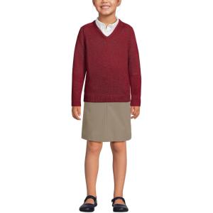 Lands’ End School Uniform Kids Cotton Modal V-Neck Sweater(Garnet)
