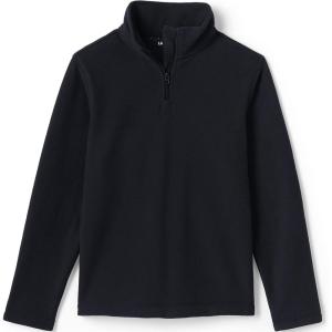 Lands’ End School Uniform Kids Lightweight Fleece Quarter Zip Pullover(Black)