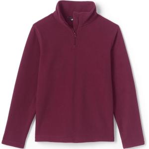 Lands’ End School Uniform Kids Lightweight Fleece Quarter Zip Pullover(Burgundy)
