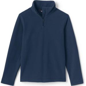 Lands’ End School Uniform Kids Lightweight Fleece Quarter Zip Pullover(Classic Navy)