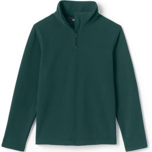 Lands’ End School Uniform Kids Lightweight Fleece Quarter Zip Pullover(Evergreen)
