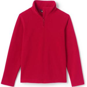 Lands’ End School Uniform Kids Lightweight Fleece Quarter Zip Pullover(Red)