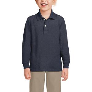 Lands’ End School Uniform Kids Long Sleeve Mesh Polo Shirt(Classic Navy)