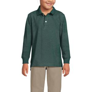 Lands’ End School Uniform Kids Long Sleeve Mesh Polo Shirt(Evergreen)