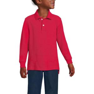 Lands’ End School Uniform Kids Long Sleeve Mesh Polo Shirt(Red)