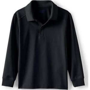 Lands’ End School Uniform Kids Long Sleeve Rapid Dry Polo Shirt(Black)
