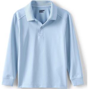 Lands’ End School Uniform Kids Long Sleeve Rapid Dry Polo Shirt(Blue)