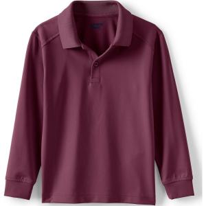 Lands’ End School Uniform Kids Long Sleeve Rapid Dry Polo Shirt(Burgundy)