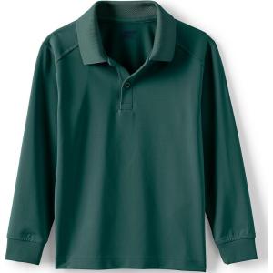 Lands’ End School Uniform Kids Long Sleeve Rapid Dry Polo Shirt(Evergreen)