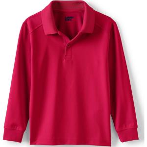 Lands’ End School Uniform Kids Long Sleeve Rapid Dry Polo Shirt(Red)