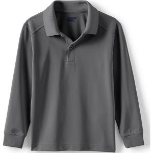 Lands’ End School Uniform Kids Long Sleeve Rapid Dry Polo Shirt(Soapstone)