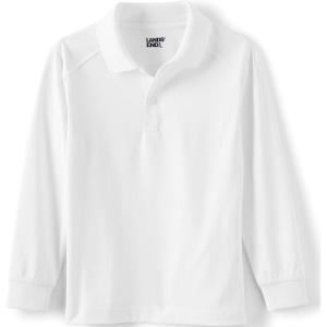 Lands’ End School Uniform Kids Long Sleeve Rapid Dry Polo Shirt(White)
