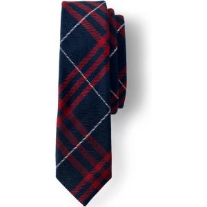 Lands’ End School Uniform Kids Plaid To Be Tied Tie(Classic Navy Large Plaid)
