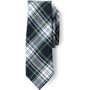 Lands’ End School Uniform Kids Plaid To Be Tied Tie(White Plaid)