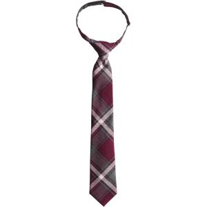 Lands’ End School Uniform Kids Pre Tied Tie(Burgundy/Gray Plaid)
