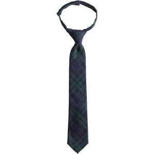 Lands’ End School Uniform Kids Pre Tied Tie(Classic Navy/Evergreen Plaid)