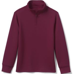 Lands’ End School Uniform Kids Quarter Zip Pullover(Burgundy)