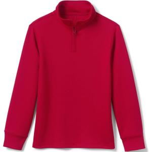 Lands’ End School Uniform Kids Quarter Zip Pullover(Red)
