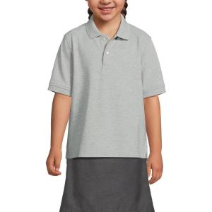 Lands’ End School Uniform Kids Short Sleeve Mesh Polo Shirt(Gray Heather)