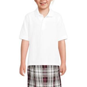 Lands’ End School Uniform Kids Short Sleeve Mesh Polo Shirt(White)