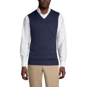 Lands’ End School Uniform Men’s Cotton Modal Sweater Vest(Classic Navy)