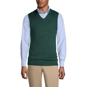 Lands’ End School Uniform Men’s Cotton Modal Sweater Vest(Evergreen)